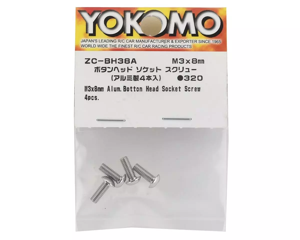 Yokomo 3x8mm Aluminum BD9 Button Head Hex Screw (4) - Image 2